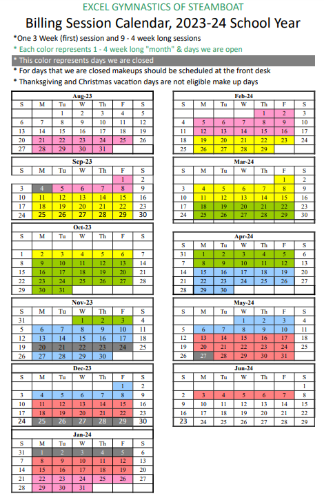 2023-2024 School Year Billing Calendar